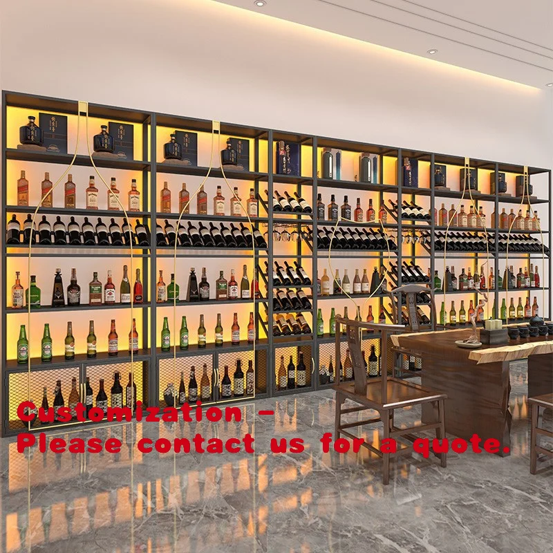 

Customize.Winery Wine Cabinet Floor-standing Wall-mounted Display Rack Bar Iron Wine Rack White Wine Cabinet Red Wine Display Lu
