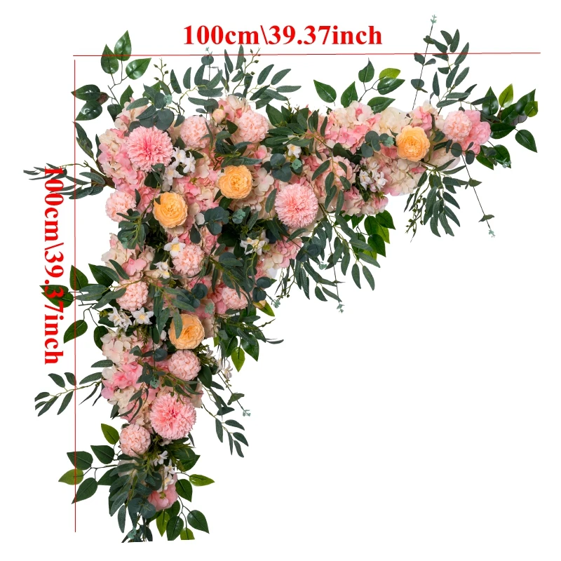 

Custom Artificial Triangle Flower Row Hanging Corner Flower Set Wedding Arch Layout Backgdrop Wall Decor Outdoor Party Display