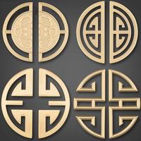 WV Classical Chinese Kitchen Cabinet Brass Hollow Handles for Vintage Furniture Bookcase Antique Drawer Wardrobe Door Knobs