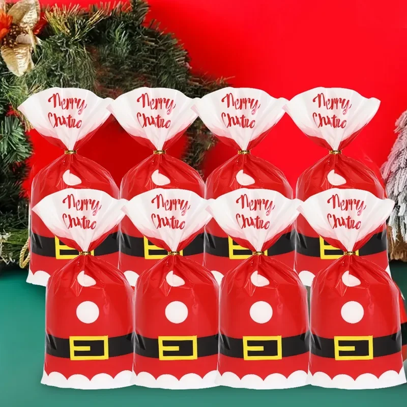 25/50pcs Red Santa Christmas Candy Bags Christmas Decorations for Home 2024 Xmas Natal Navidad Gifts New Year 2025 Packaging Bag