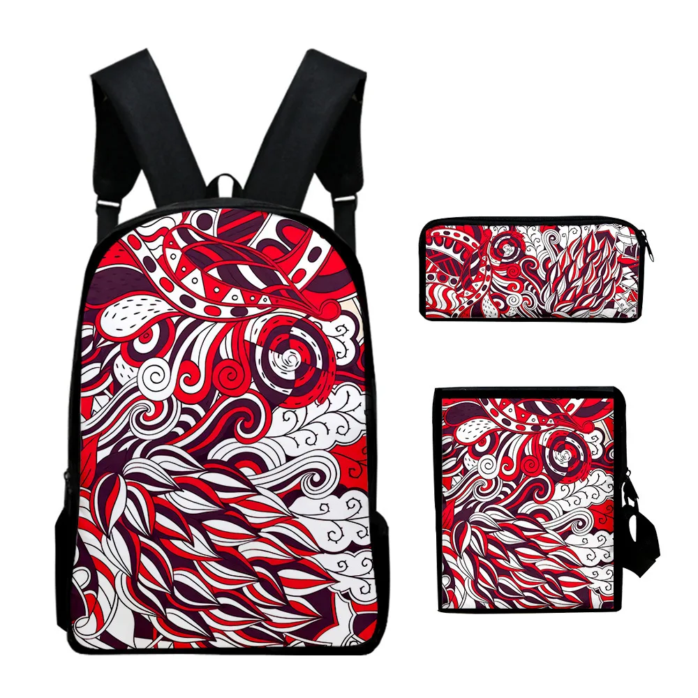 

Классический стильный рюкзак в этническом стиле с 3D-принтом, 3 предмета в комплекте: школьный рюкзак, сумка для ноутбука, сумка через плечо, пенал.