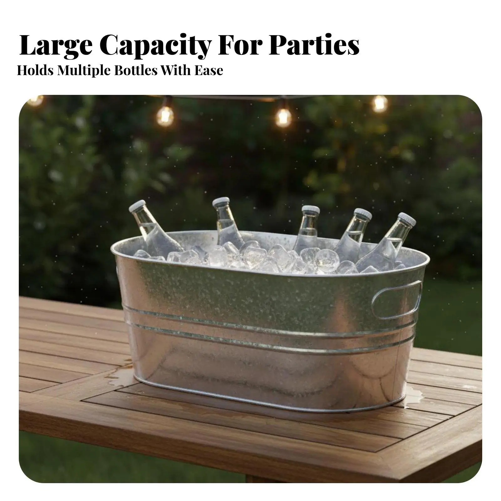 Galvanized Metal Ice Bucket Vintage Design Oval Metal Ice Bucket Rust-Resistant Galvanized Beverage Tub for Parties, Outdoor