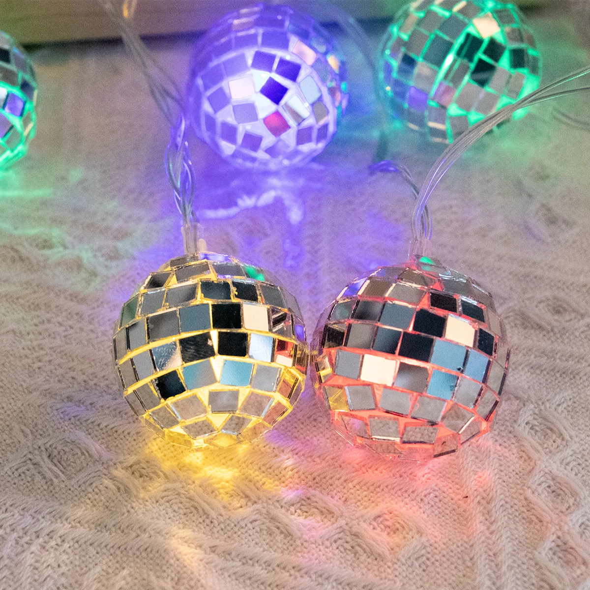 1.5m Disco Ball LED String Lights Battery Powered Mirror Ball String Lights for 70s Disco Party Decor Birthday Carnivals Decor