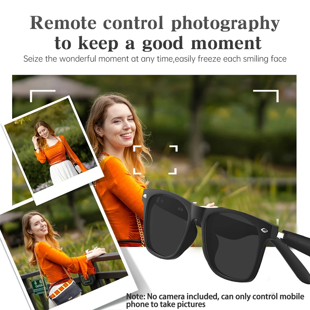 SENBONO Smart Glasses Camera Control Bluetooth Call Music Control Open Listening Design Polarized Lenses Smart Sunglasses