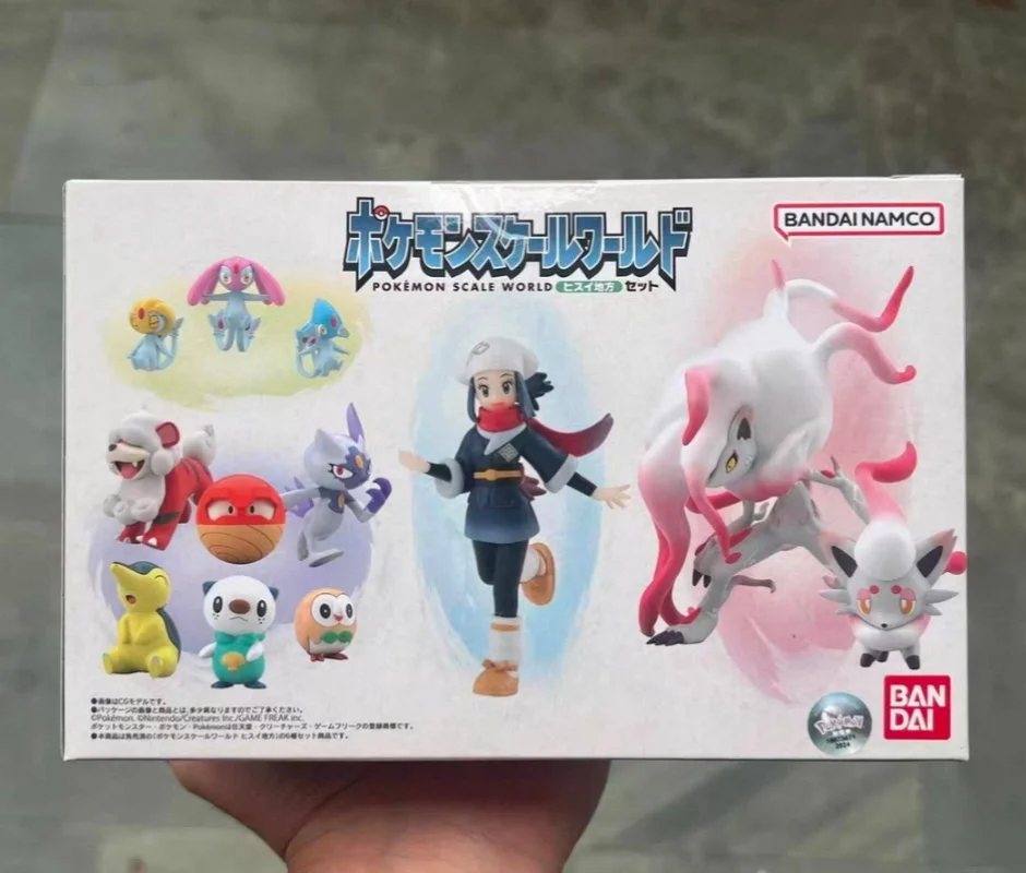 Oryginalna figurka Bandai Pokemon Scale World Sw Hisui Typhlosion Oshawott Mesprit Zoroark, model z PVC, zabawka, dostępna od ręki.