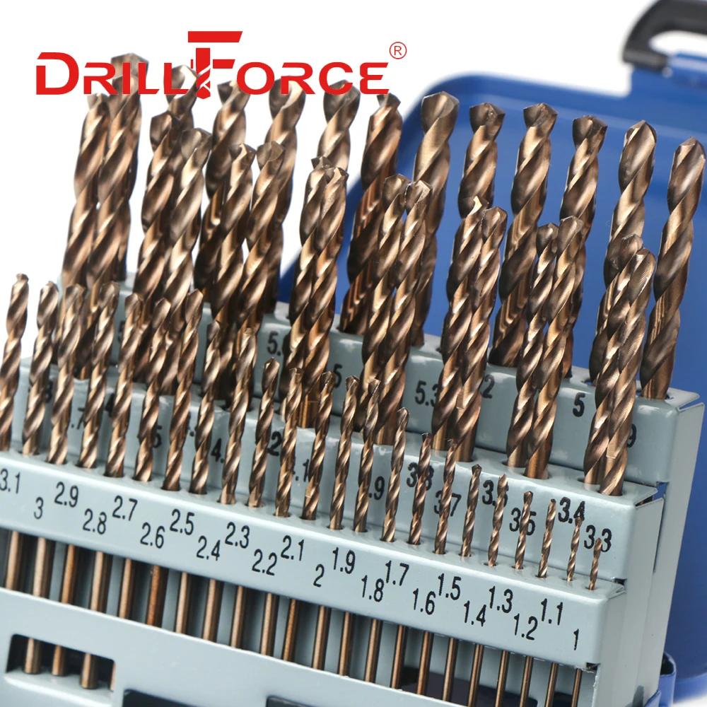 DRILLFORCE 41/51PCS M35 Cobalt Drill Bits Set for Hardened Metal & Stainless Steel Drilling Bits Power Tools Accessories