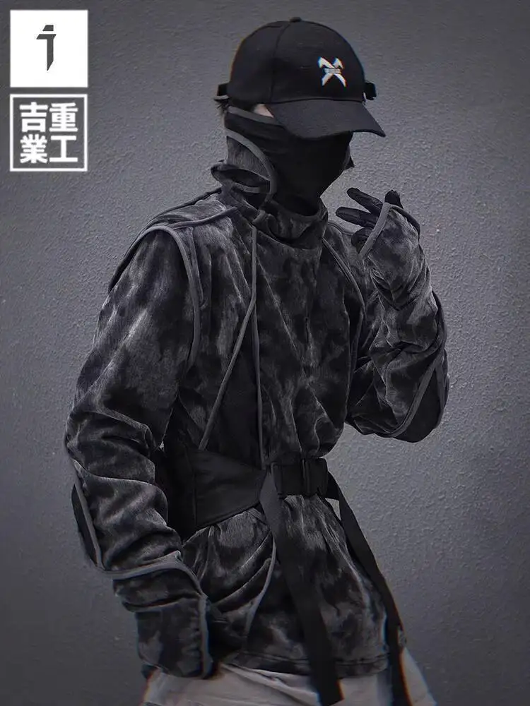 Man Women Sweatshirt 2025 Spring Collection Unisex Loose Tie Dye All Over Printed Finger Hole Turtleneck Basic Sweatshirt