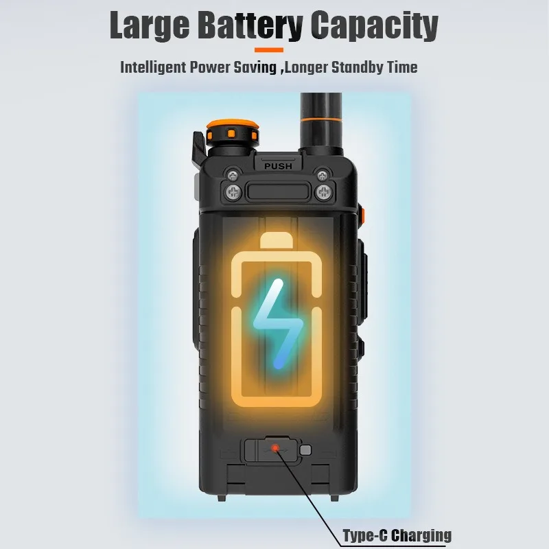 Baofeng walkie-talkie de alta qualidade, frequência de um clique, à prova d'água, à prova de queda, carregamento typpc-c, intercomunicador sem fio externo original