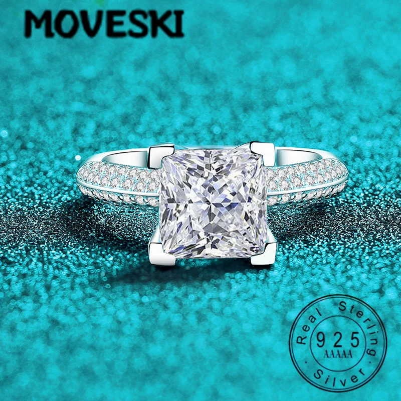 

MOVESKI 925 Sterling Silver 0.3CT Square Moissanite Engagement Ring for Women Bridal Wedding Jewelry Gift for Her
