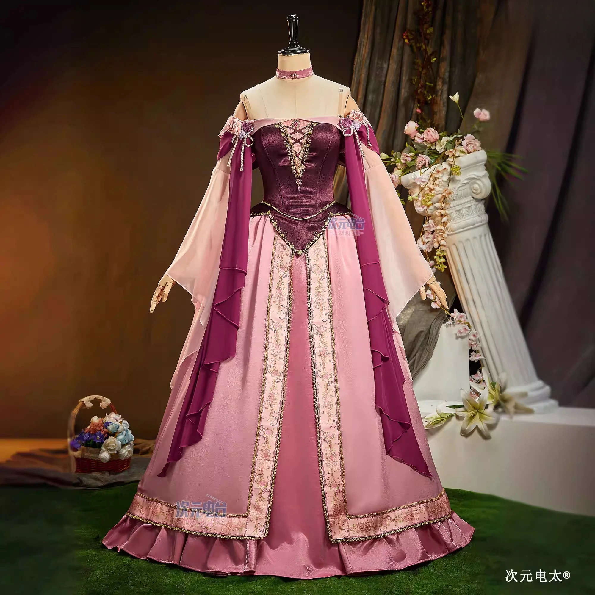 Movie Sleeping Beauty Princess Aurora Luxury Fancy Adult Dress Cosplay Costume Halloween Christmas Woman New Aurora Set view 5