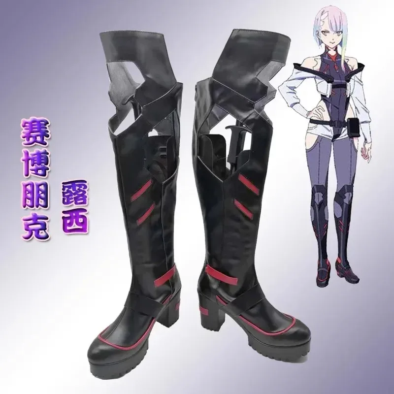 zz04zz12Anime لوسي Cyberpunk: Edgerunners PU أحذية من الجلد أحذية كرنفال الهالوين تأثيري الدعائم مخصص