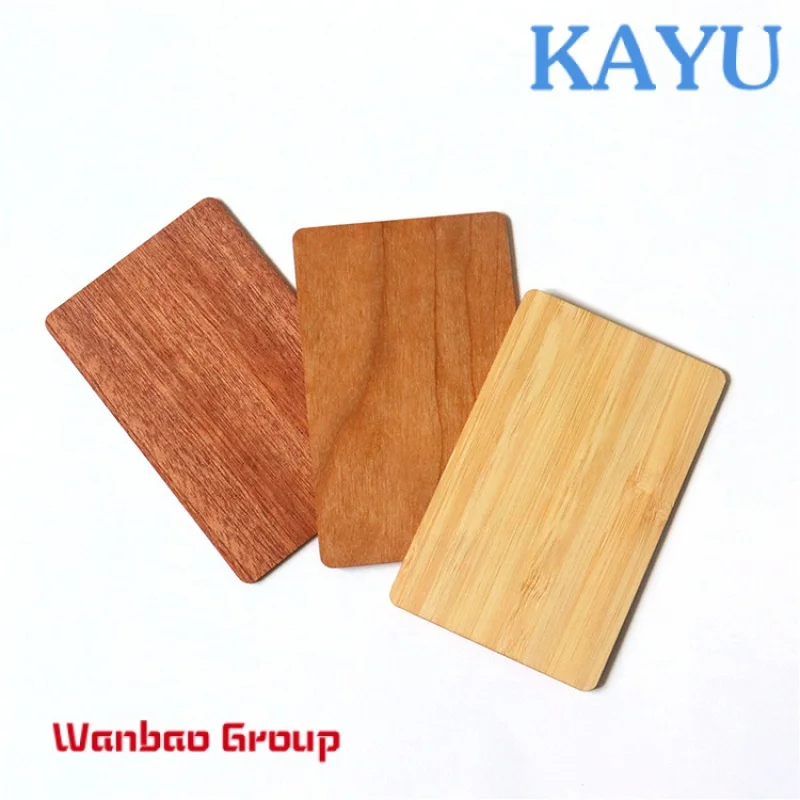 Custom  13.56Mhz NFC wooden business card RFID wooden business hotel key card NFC bamboo business card