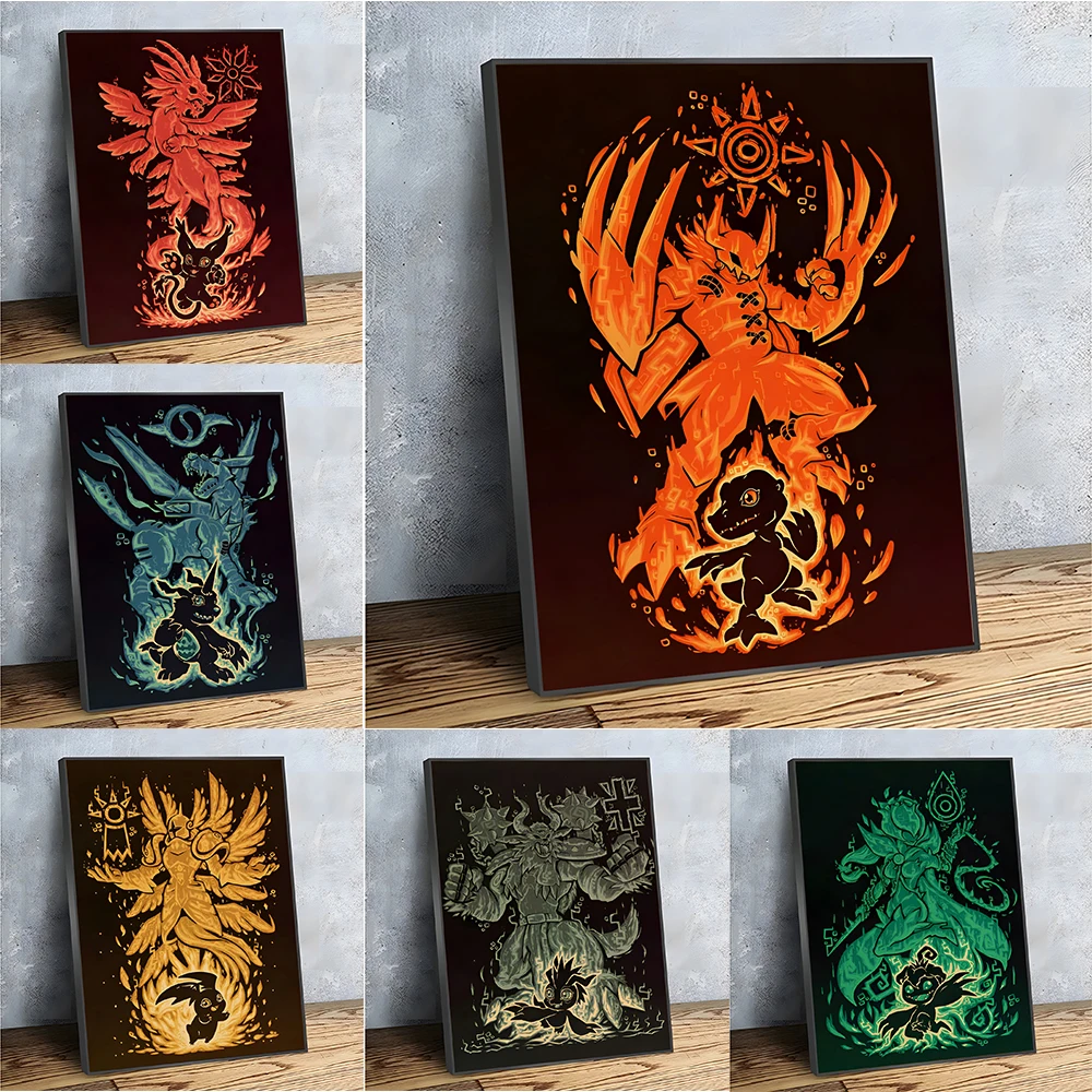Japan Anime Digimon Poster Cartoon Wall Art Canvas Painting Print Pictures Home Bedroom For Living Room Decor Mural Posters Gif