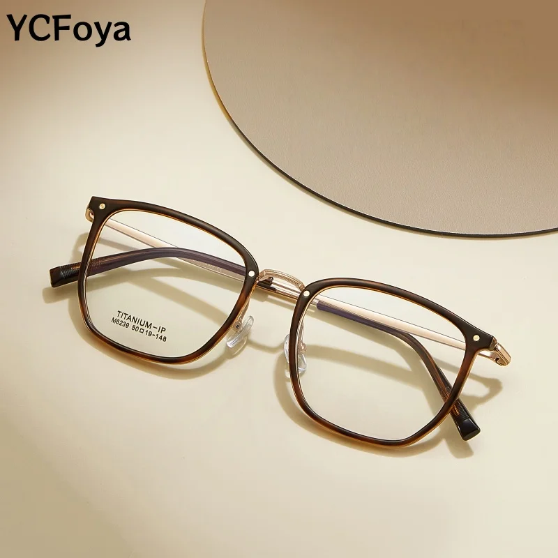 

YCFoya Fashion Ultra-light Women Blue Light Blocking Optical Prescription High-end Men Square Eyeglasses Frame M6239