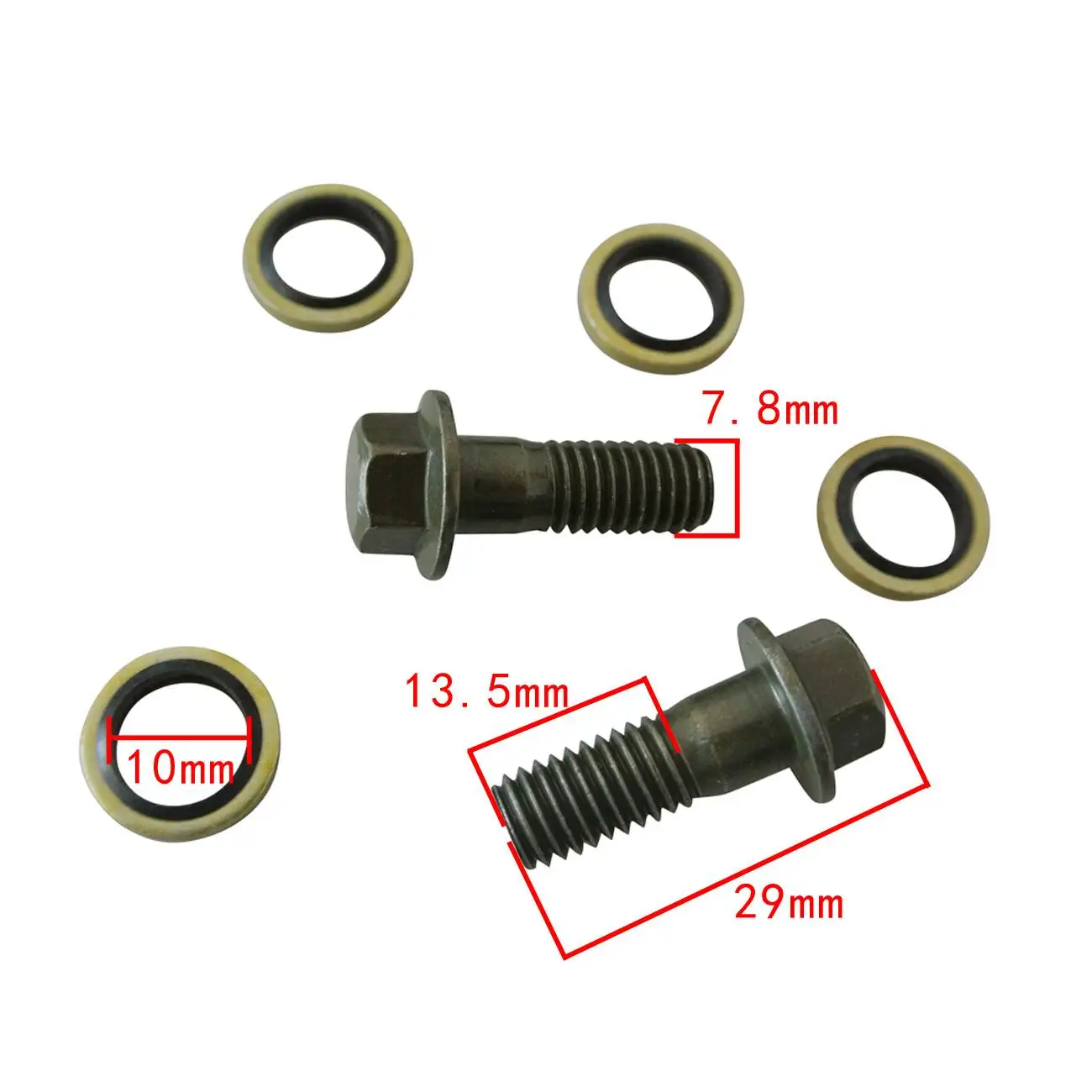 Flanged Oil Drain Screw, Straight Plug, Motorcycle Parts, M8 * 15mm, 1 Pc