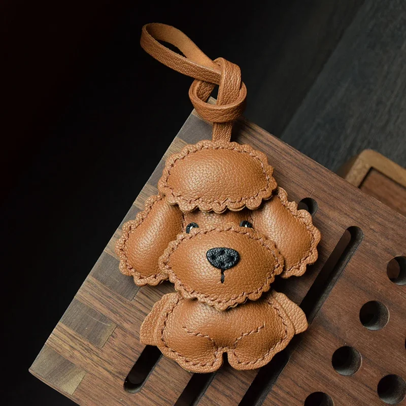 

Handmade Leather Poodle Teddy Keychain Charm & Dog Lover Gift Puppy Doggie Lover Accessories Keychains