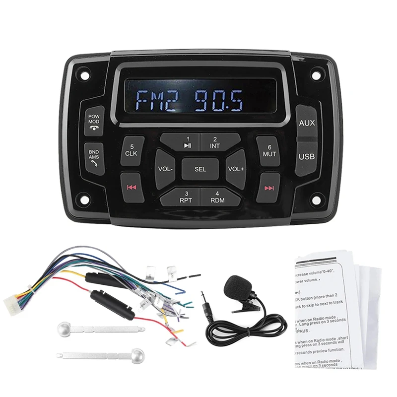 12V Boat Media MP3 Player Marine Stereo Waterproof Bluetooth Audio Radio FM AM Receiver IP66 Waterproof Boat Accessory