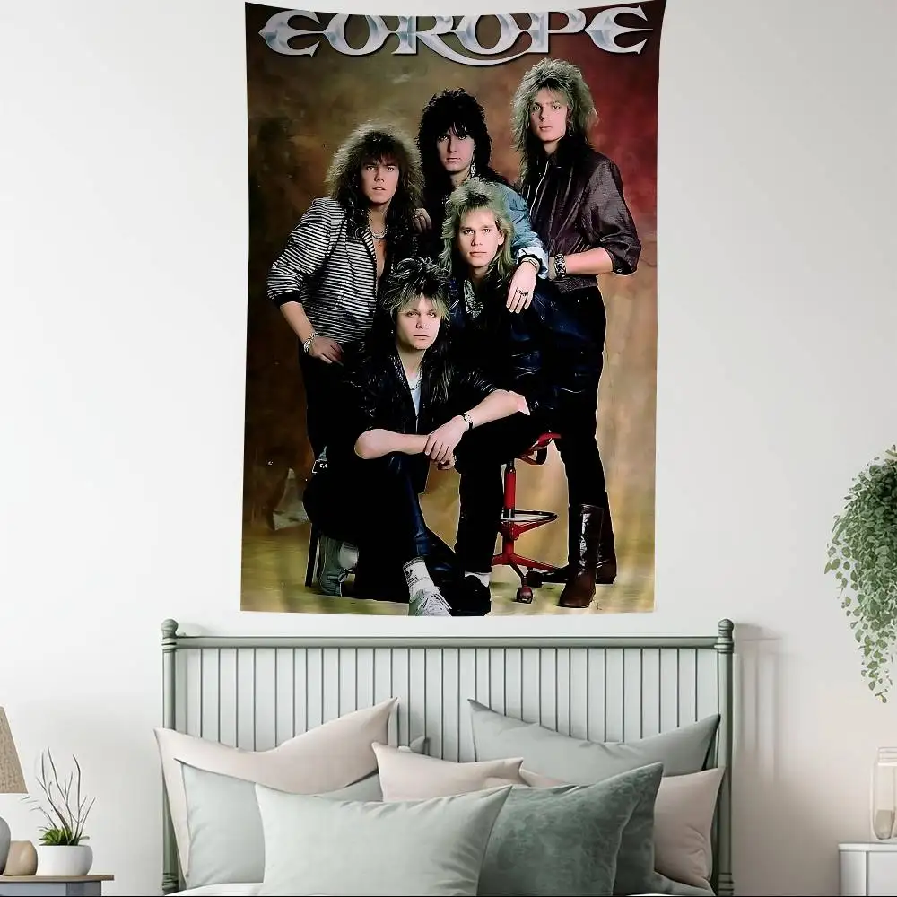 Tapestry Dinding Besar Motif Band Rock Klasik E-Europe, Karpet Dinding Hippie Tarot, Dekorasi Rumah dan Kamar Asrama