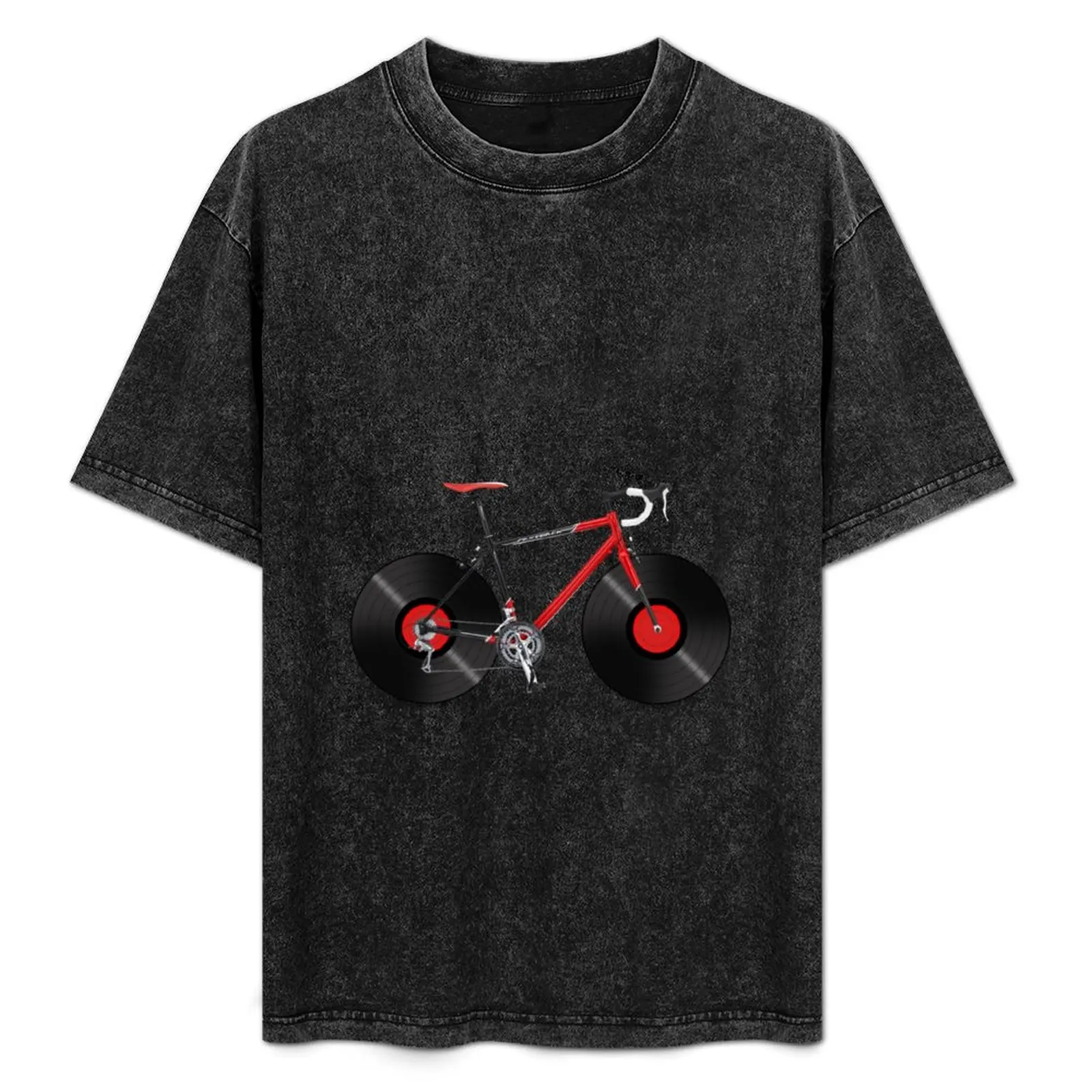 

Vinyl Ride Record Bike T-Shirt Minimalist Casual Short Sleeve Top