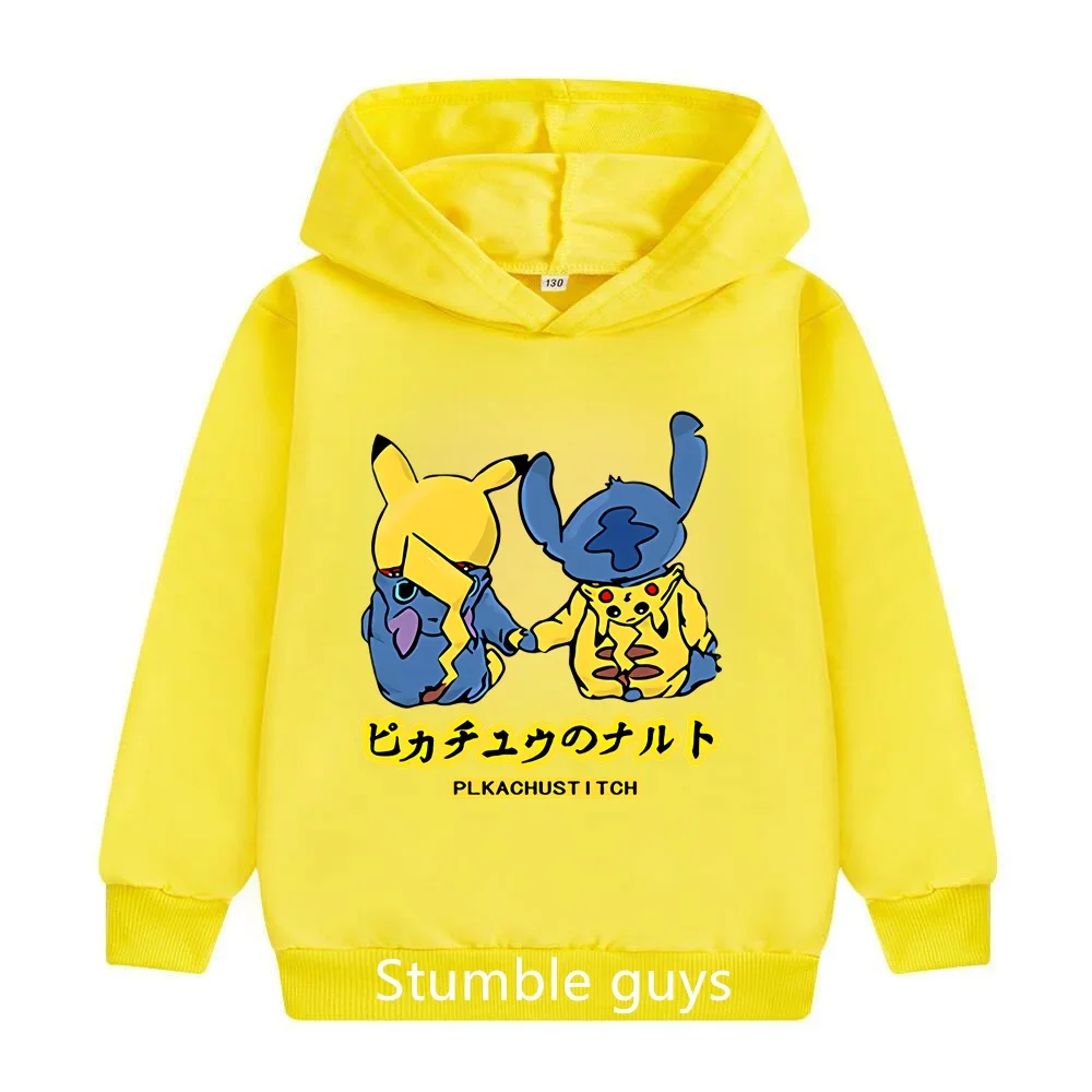 Disney Hoodie Kids Stitch Pikachu Hoodie Boys Girls Sweatshirt Kids Boys Girls Harajuku Street Clothing Kids