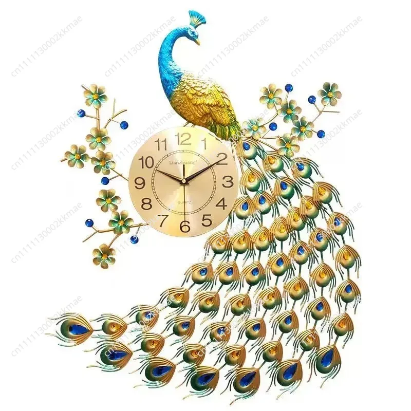 Peacock Wall Clock Living Room Creative Fashion Clock Modern Simple and Elegant Wall Watch Home Silent Quartz Clock