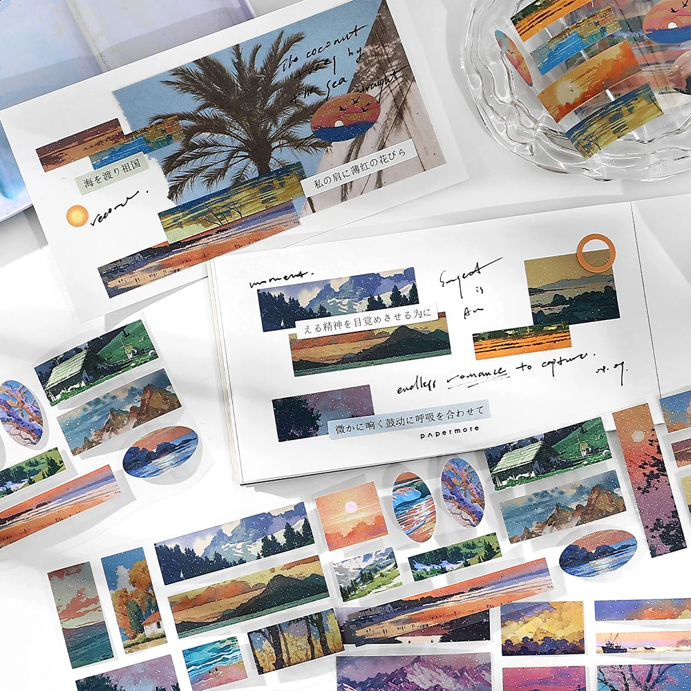 8packs/LOT Meeting Mountains and Seas series cute lovely retro decorative sticky label tape