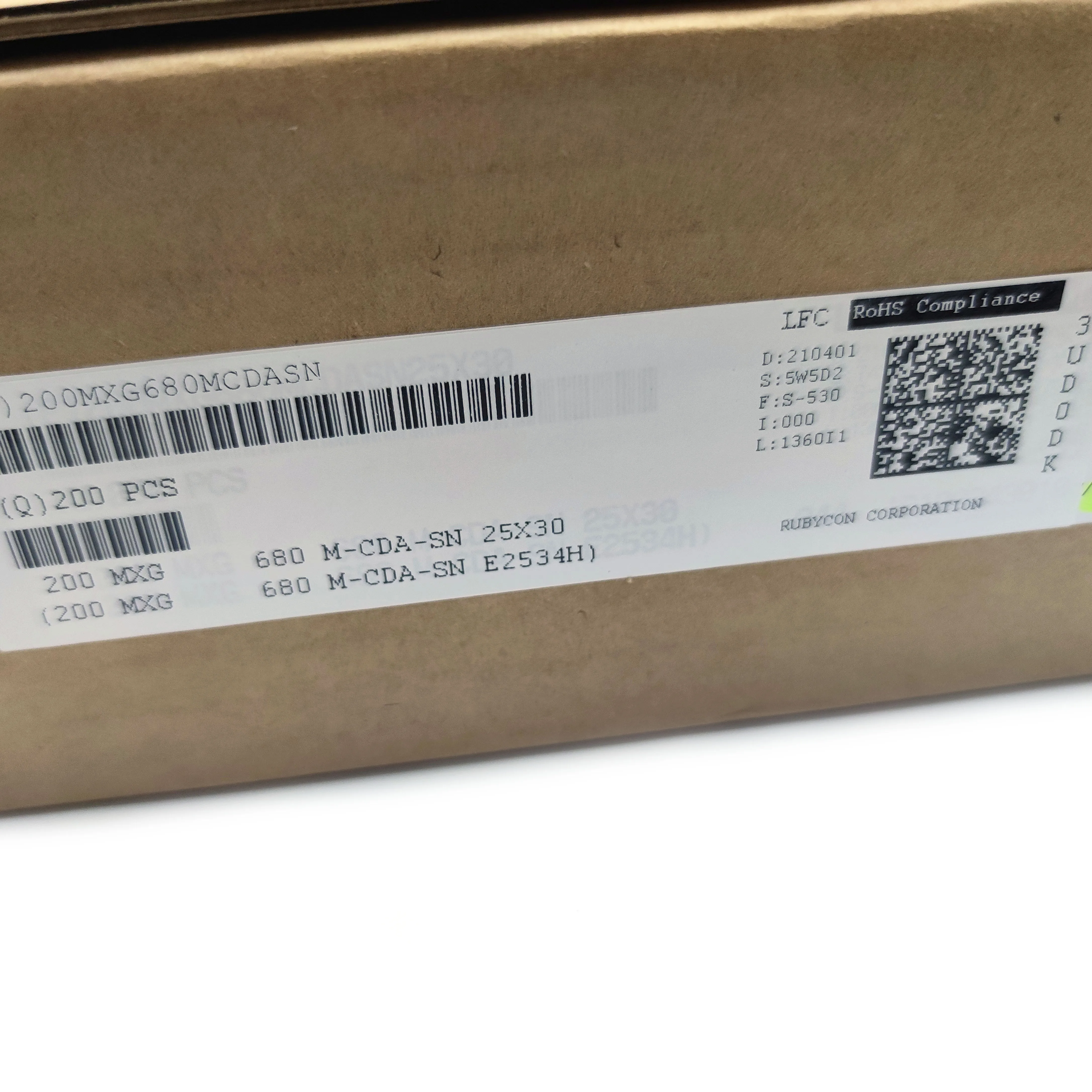 낮은 임피던스 전해 캐패시터, 200V680UF, MXG 25X30, RUBYCON, 긴 수명, 200MXG680MCDASN25X30, 신제품, 2 개