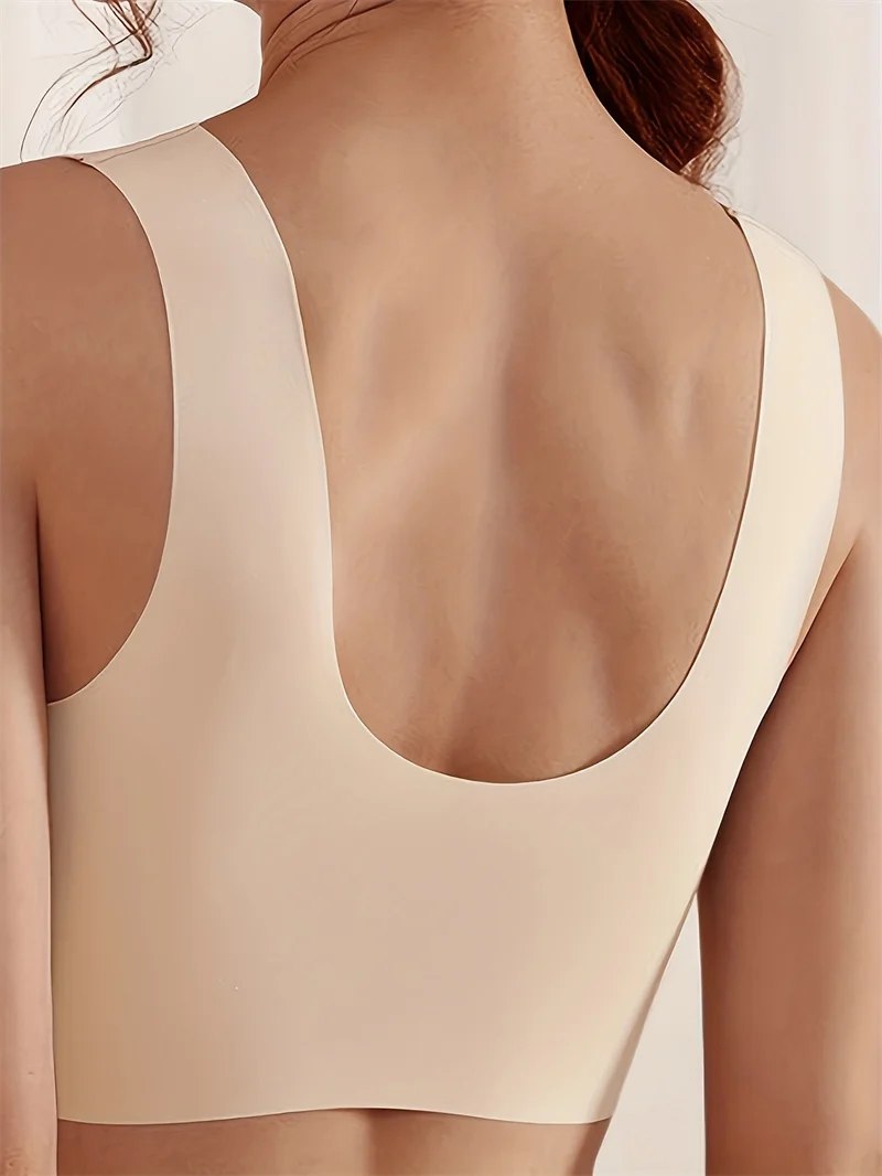 Solid Wireless Sports Bra, Comfy & Breathable Seamless Push Up Running Workout Tank Everyday Bra, Women's Lingerie & Underwear image 5