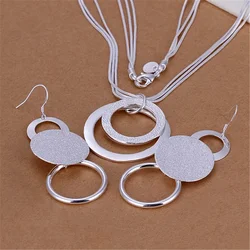 Dijes de boda de Plata de Ley 925 para mujer, joyería de moda, bonito colgante, collar, pendientes, conjunto de fiesta, estampado de alta calidad