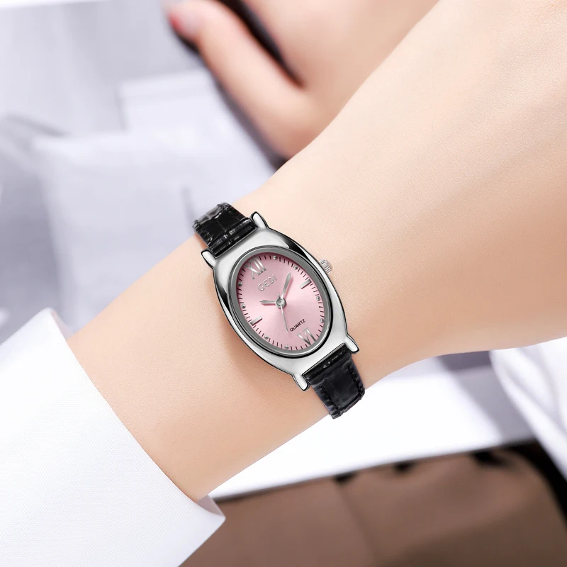 High-value genuine leather women's watch exquisite oval high-end quartz watch ladies waterproof watch