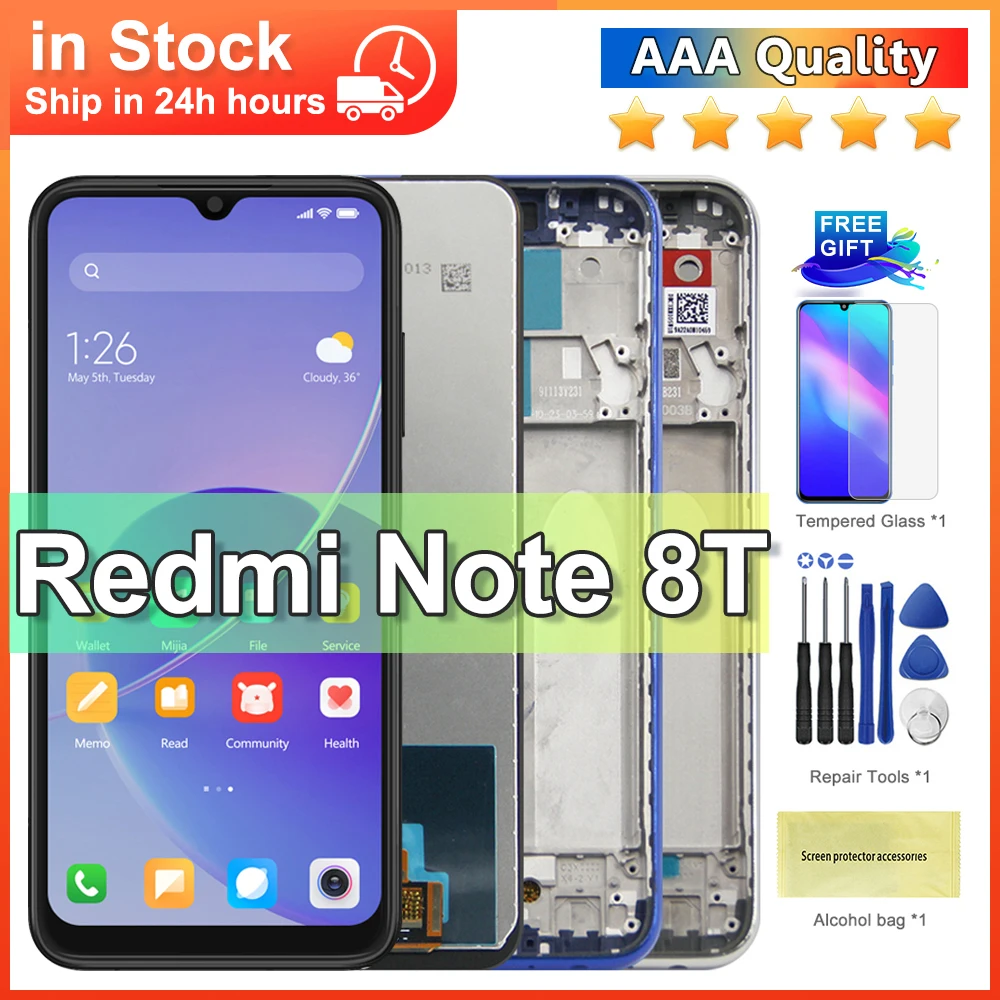 6.3\'\' For Xiaomi Redmi Note 8T LCD Display Touch Screen Digitizer Assembly For Redmi Note8T M1908C3XG Display With Frame