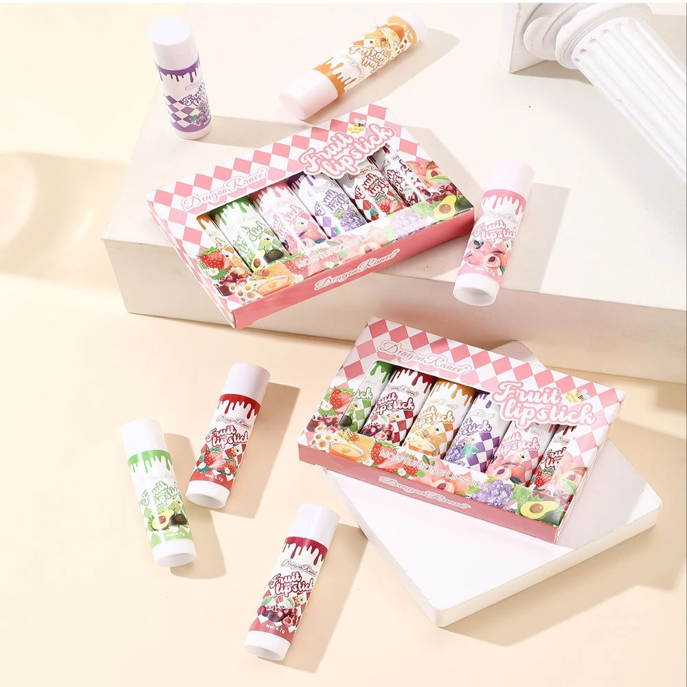 6 قطعة مجموعة بلسم الشفاه عديم اللون بنكهة الفاكهة والفراولة والخوخ ومرطب وملمع الشفاه اللامع والعناية المغذية اليومية الأساسية #6