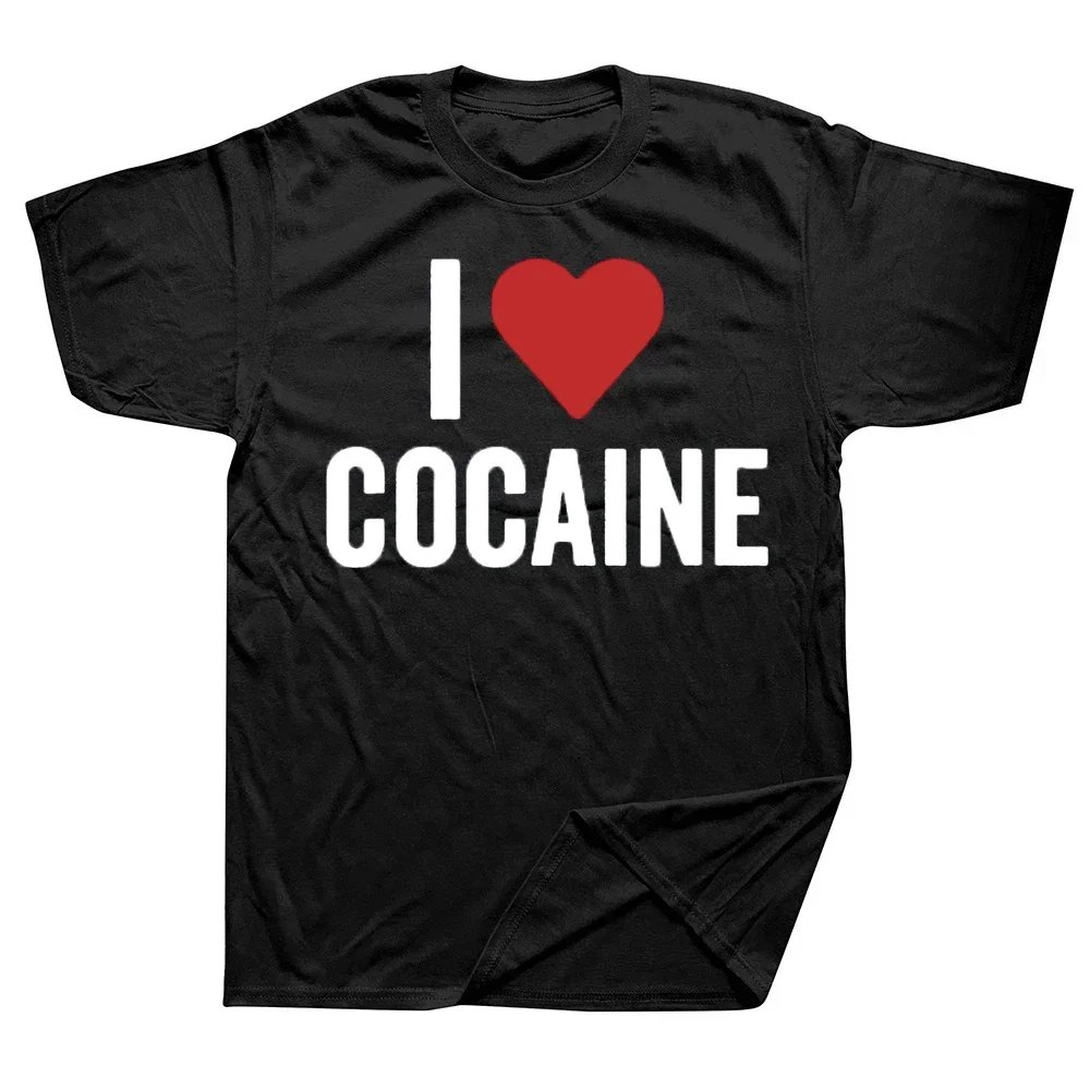 Fun I love cocaine graphic street short sleeve birthday gift Summer style fashion street wear trend men women universal T-shirt