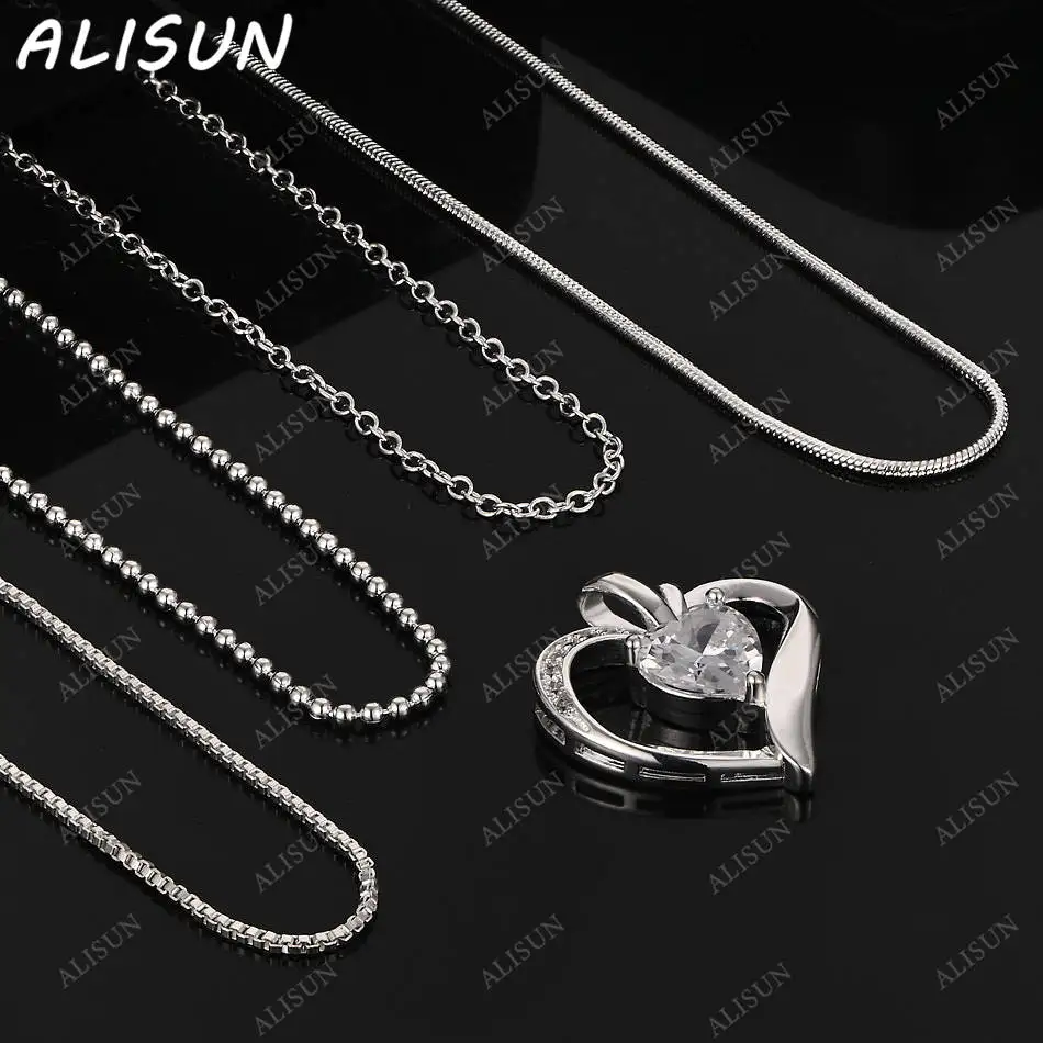 

ALISUN 40-75cm 925 Sterling Silver Zircon Heart Pendant Necklace For Women Men Charm Trend Birthday Gifts Fashion Party
