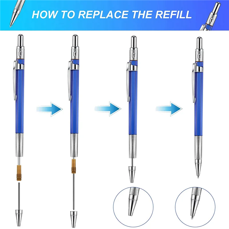 4 Pcs Streak Welders Pencil With 48 Pcs 2Mm Refills Mechanical Pencil With Built In Sharpener Carpenter Pencils