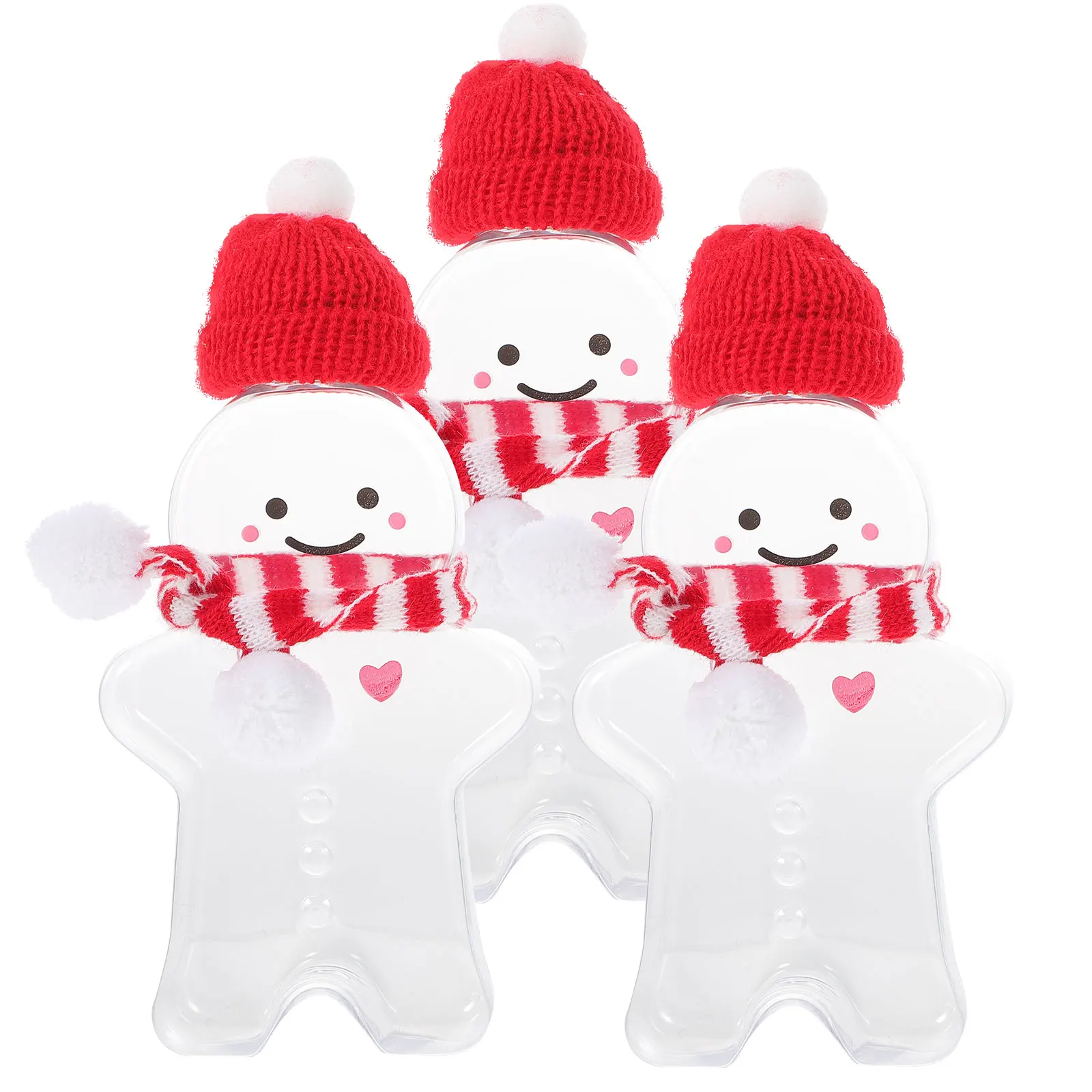 3 Sets Christmas Empty Juice Bottles With Hat and Scarf Decor Gingerbread Man Juices Bottle