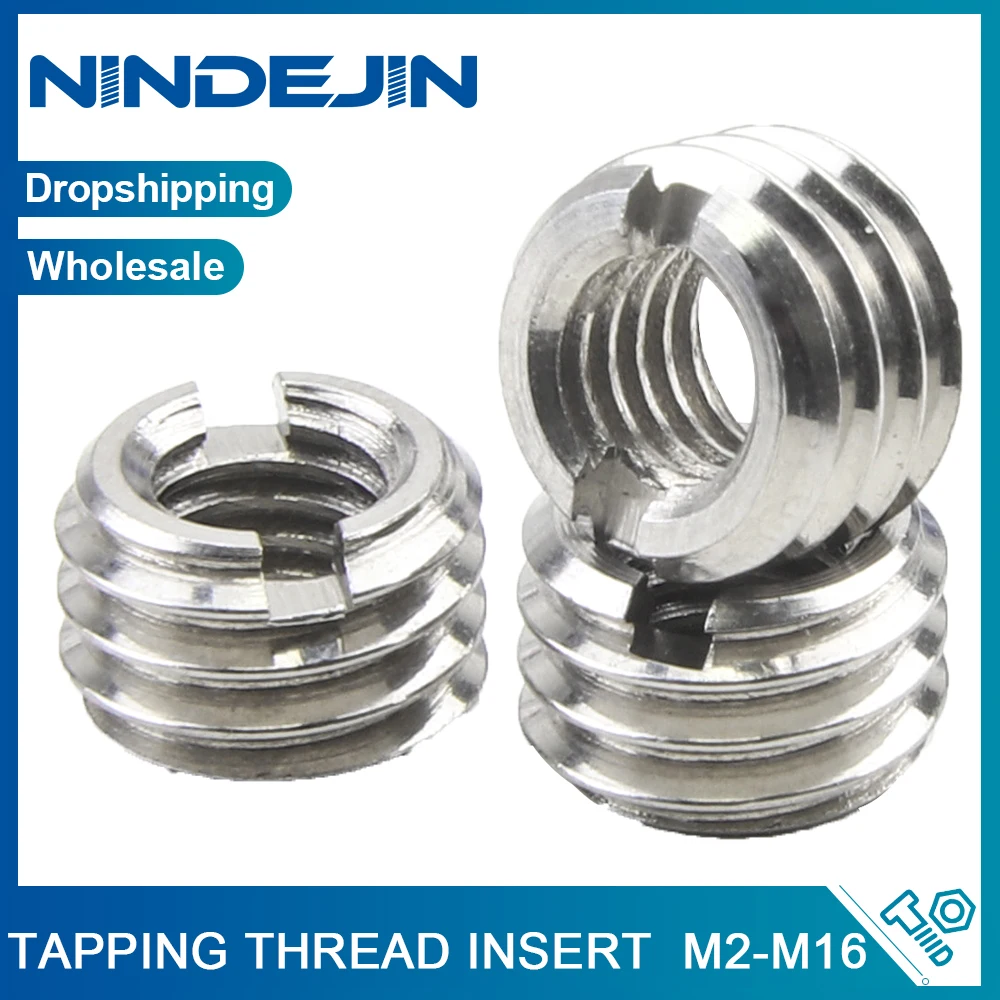 NINDEJIN 1-5pcs Tapping Thread Insert M2 M3 M4 M5 M6 M8 M10 M12 Stainless Steel Thread Inserts Thread Adapters Sleeve Insert Nut