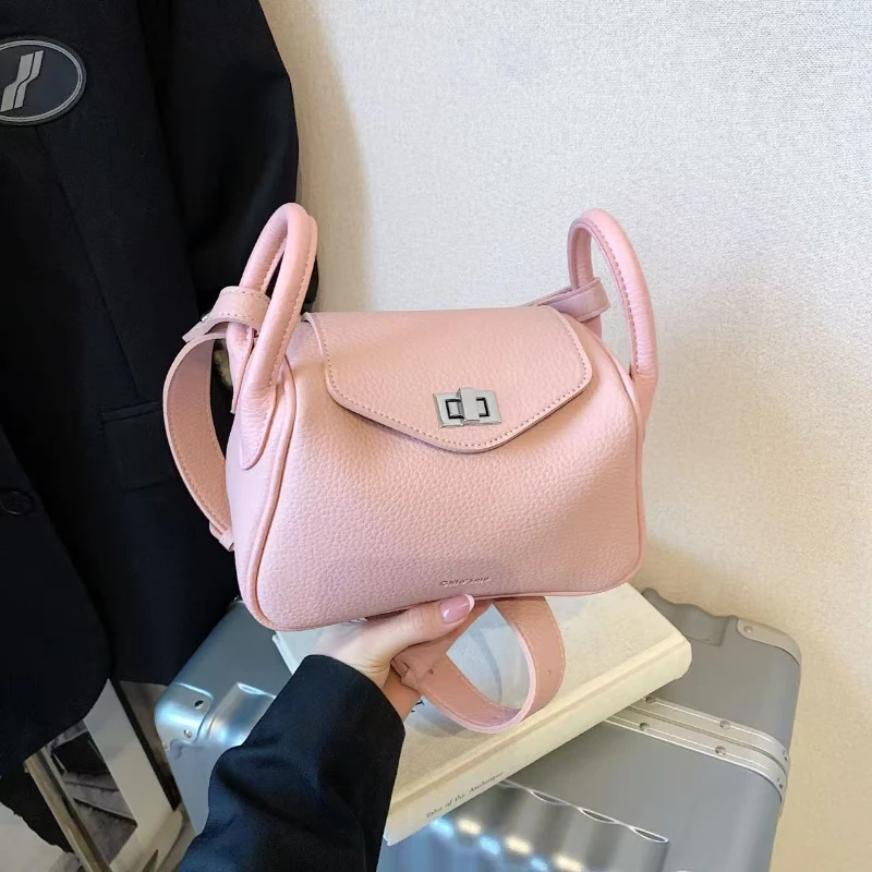 2025 Spring Summer Women New Piggy Pillow Bag Niche Design Everything Single Shoulder Crossbody Handbag Litchi PU Female Bags