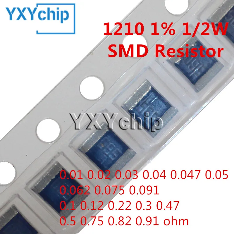 

50pcs 1210 1% 1/2W Chip Resistor 0.01 0.02 0.03 0.04 0.047 0.05 0.062 0.075 0.091 0.1 0.12 0.22 0.3 0.47 0.5 0.75 0.82 0.91 ohm