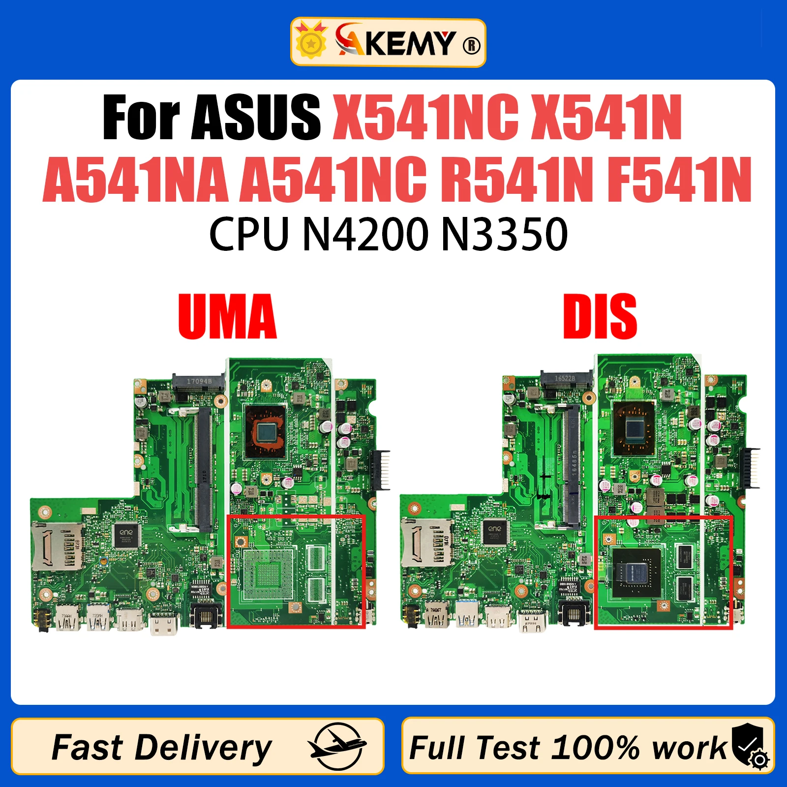 

X541NC Notebook Mainboard For ASUS X541N A541NA A541NC R541N F541N Laptop Motherboard N4200 N3350 GT810M 100% Test OK