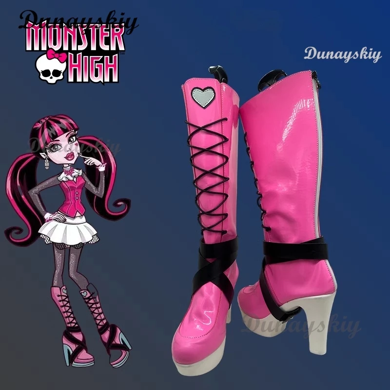 Draculaura Cosplay Anime Monster Cosplay Draculaura High Heel Boots Halloween Carnival Custom Made Shoes