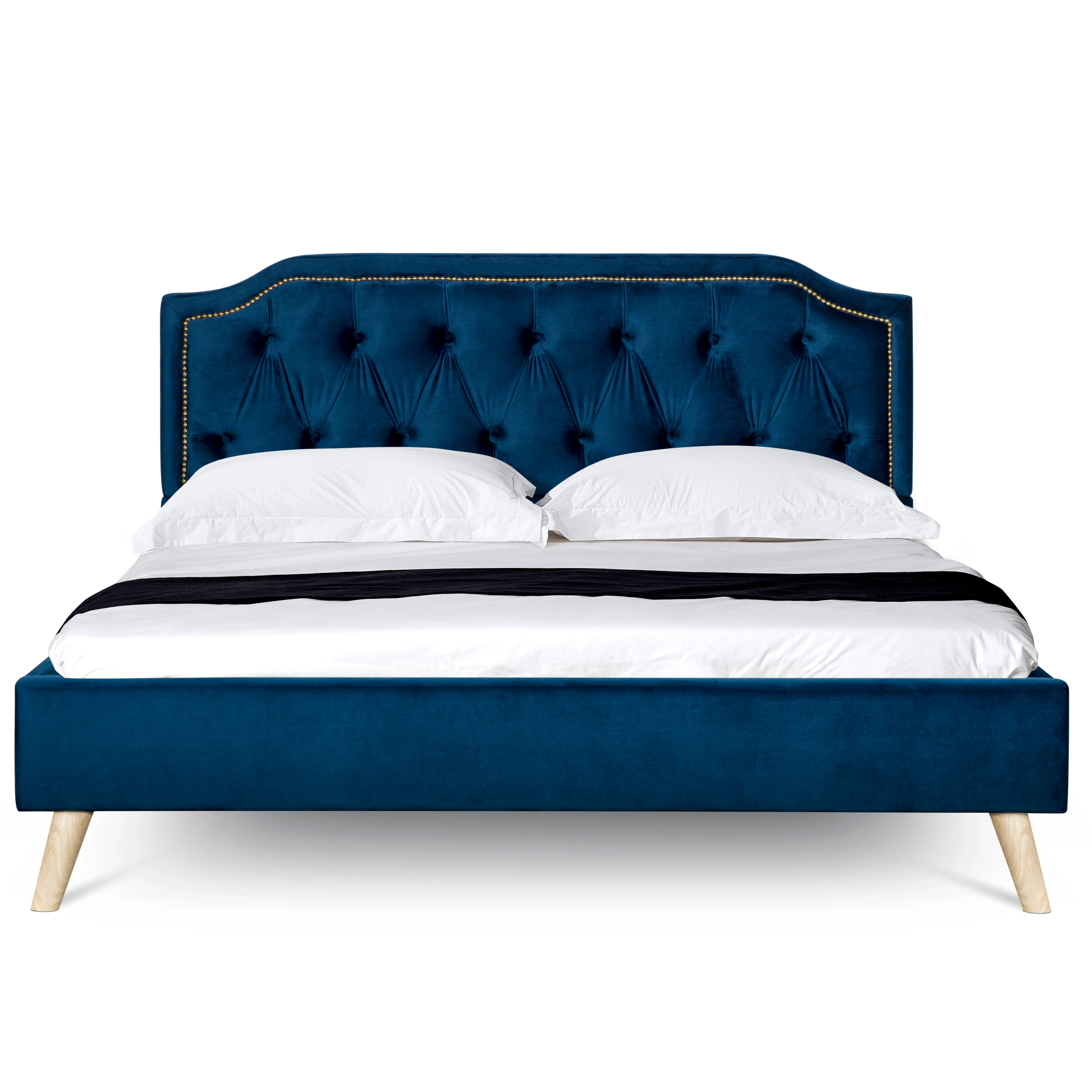 

Light Gray Velvet Fabric Tufted Headboard Upholstered Bed Mattress Queen King Size Bedroom Furniture