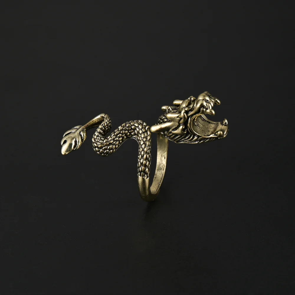 Vintage Personality Gold-plated Cigarette Holder Ring of Cigarette Holder Bracket Dragon Rings for Men Hand Party Jewelry Gift