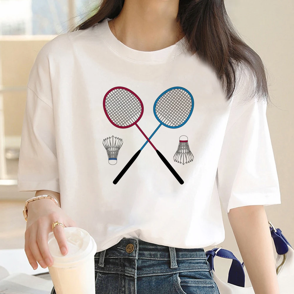 Badminton Tee women manga summer harajuku Tee girl y2k clothing