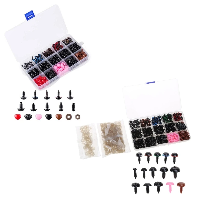 752pcs Colorful for Doll Eyes & Noses with Washers DIY for Doll Accessories Plastic Safety for Doll Eyes for Crafts Stuf