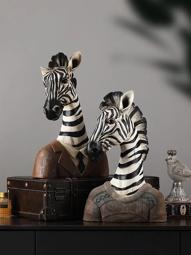 Nordic zebra ornaments, living room, home accessories, creative clothing store, window soft decoration, retro props
