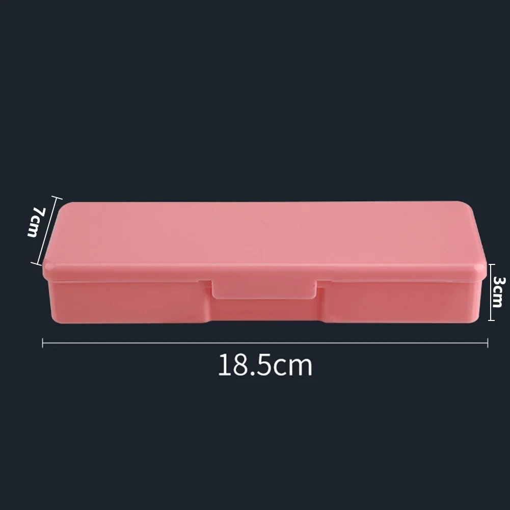 Boîte de rangement rectangulaire en plastique pour outils à ongles, étui à vis, conteneur pour ranger des articles d'art des ongles, coloré, 18.8cm x 7cm x 3cm