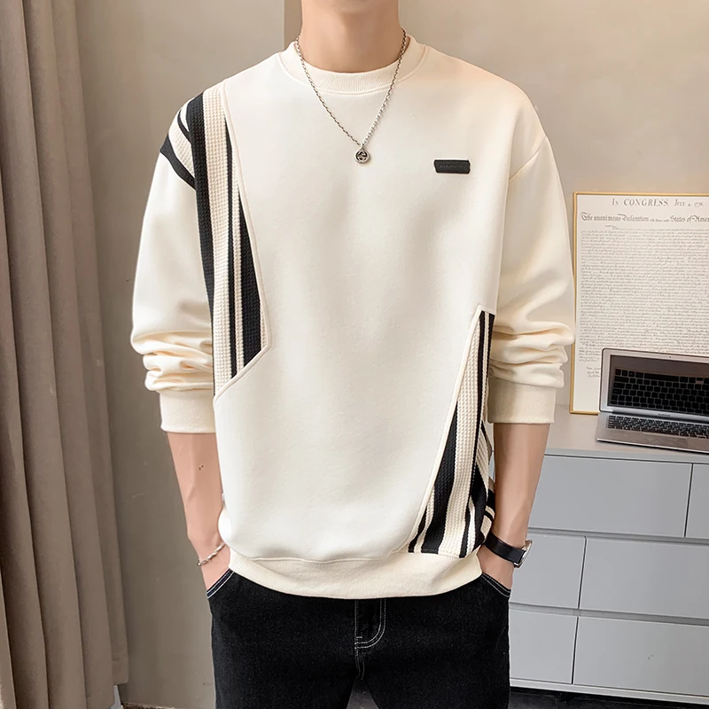 2024 New Men's Casual Fashion Crewneck Sweatshirt Hoodies Pullover Streetwear Solid Oversized Hoodie Hiphop Basic hoodies Tops