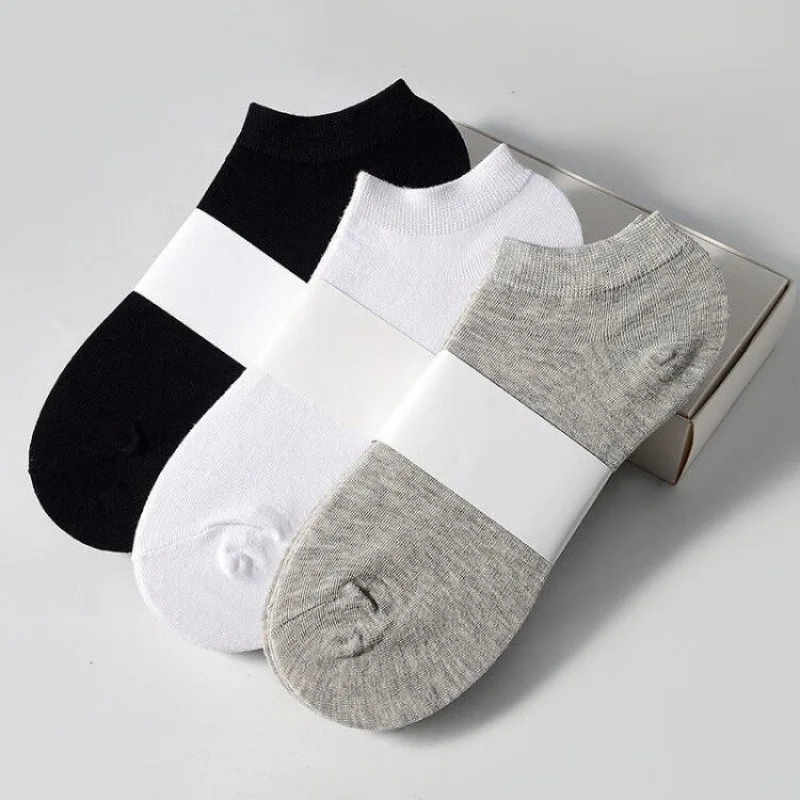 5Pairs Solid Color Black White Gray Invisible Breathable Cotton Sports Socks Male Short Sock Women Men Low Cut Men Ankle Socks