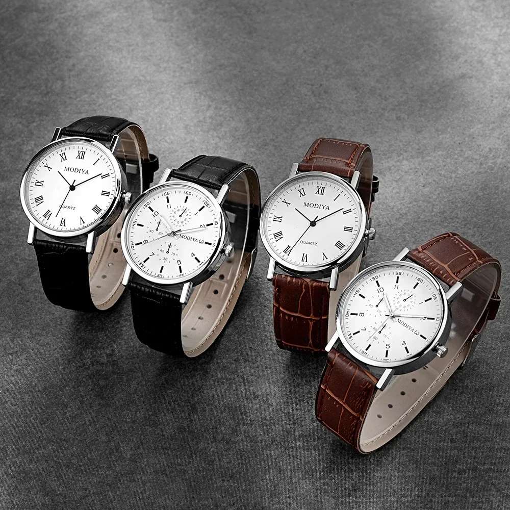 New Men Watch Numbers Scale Dial Watches Leather Band Quartz Wristwatch Women Man Female Clock Relogio Mujer Hot Gifts